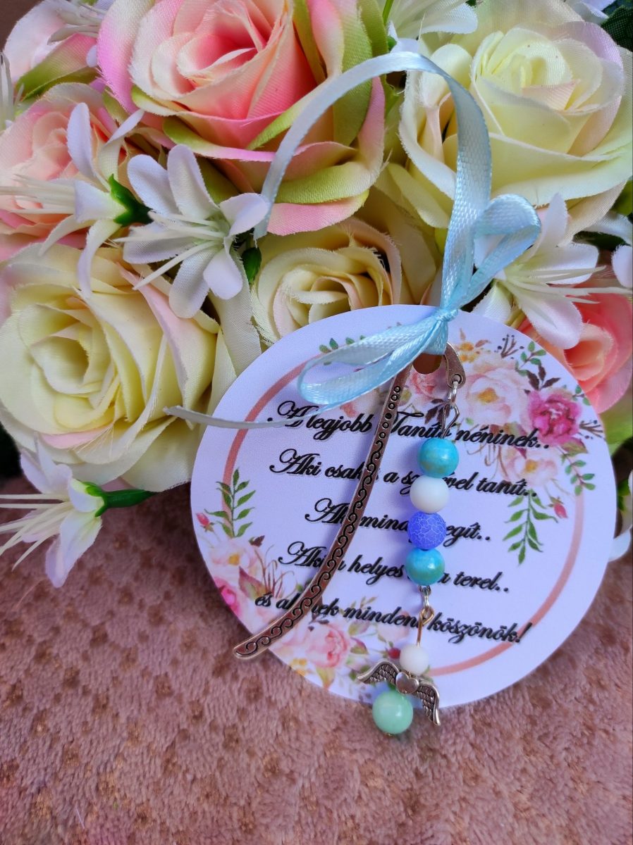 Köszönő ajándék könyvjelző kék angyal